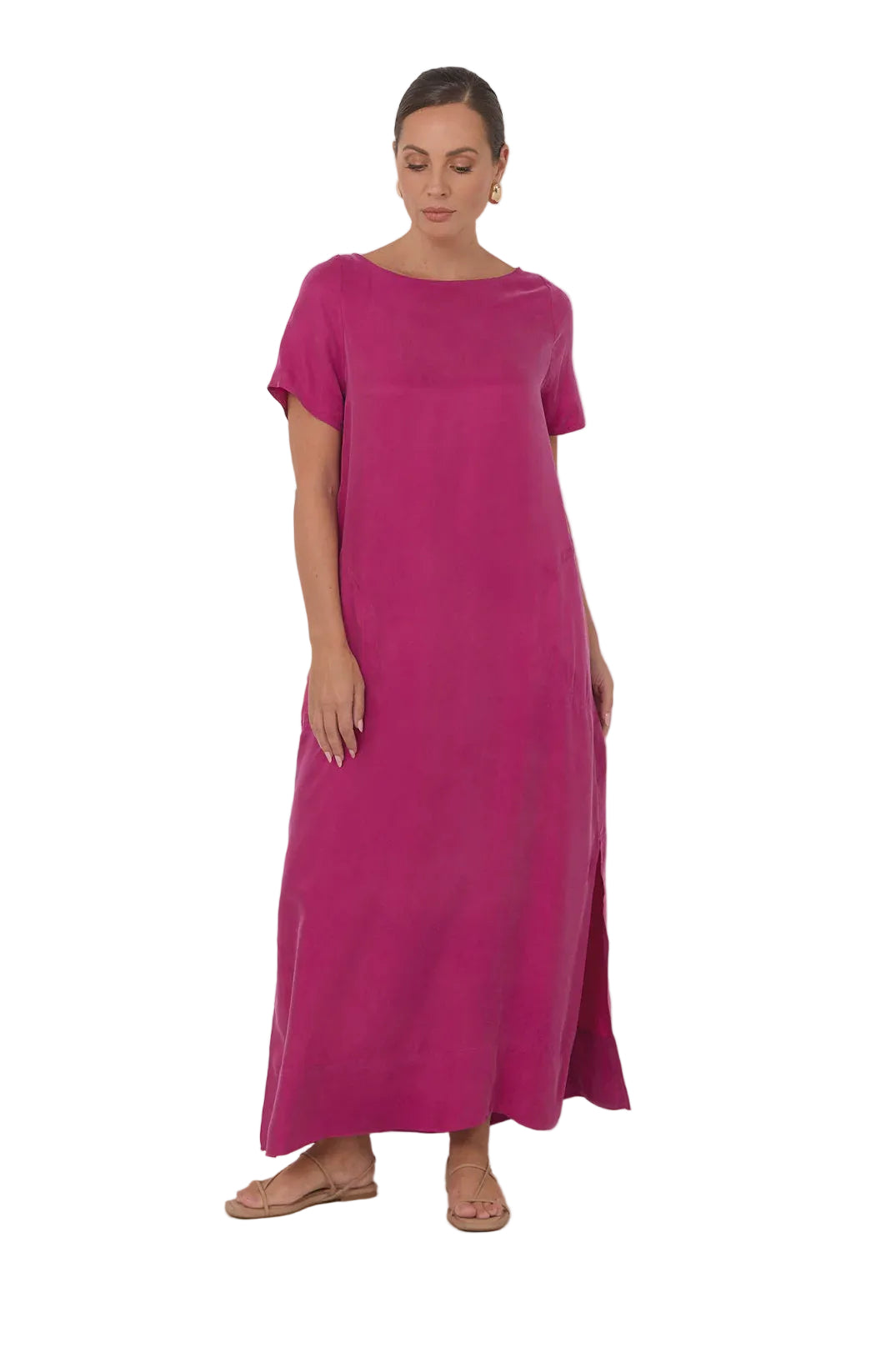 Vallery Cupro Maxi Dress Magenta Dresses Adorne S(8)