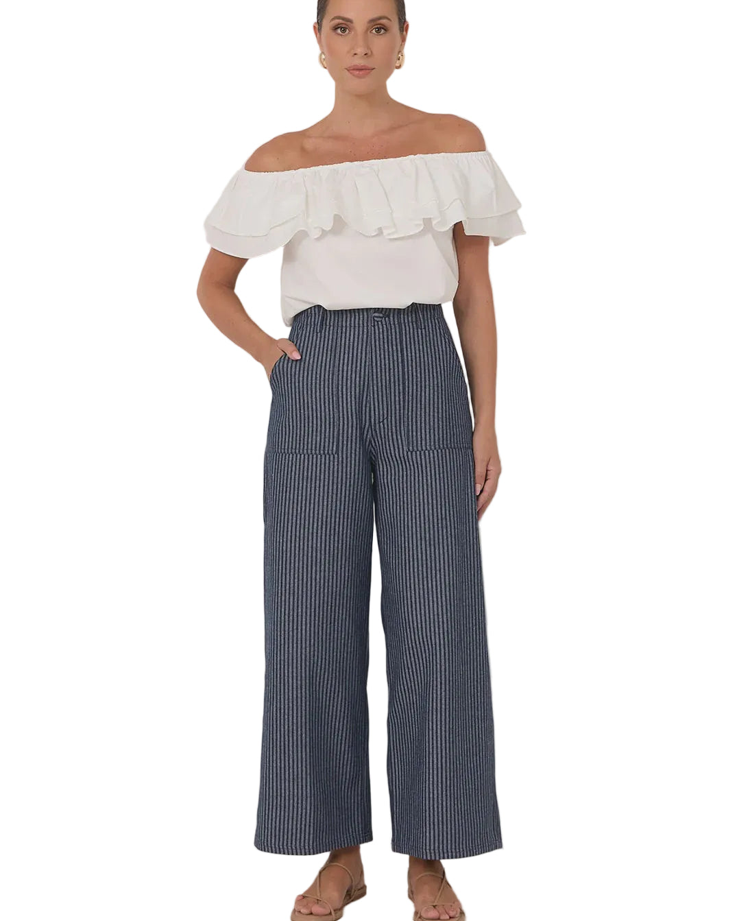 Gabriella Stripe Denim Pant Stripe Denim Bottoms Adorne S(8)