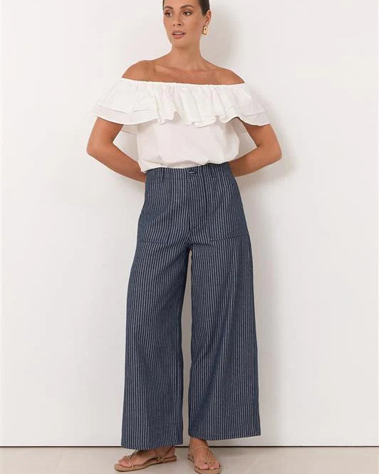 Gabriella Stripe Denim Pant Stripe Denim Bottoms Adorne