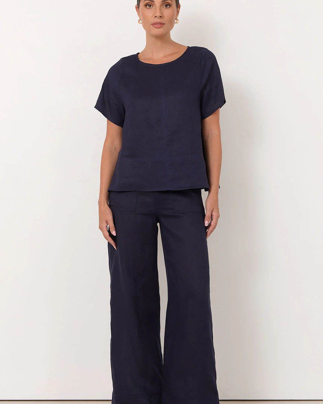 Dillon Linen Top Navy Tops Adorne