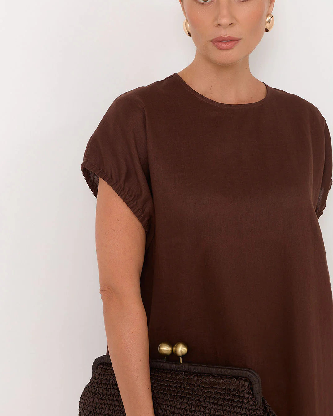 Cleo Linen Short Dress Chocolate Dresses Adorne