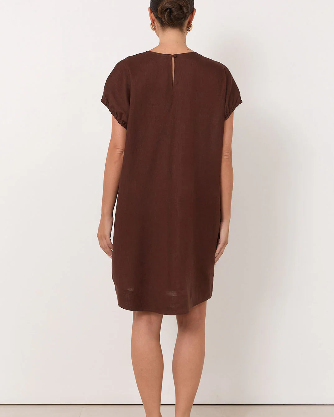 Cleo Linen Short Dress Chocolate Dresses Adorne