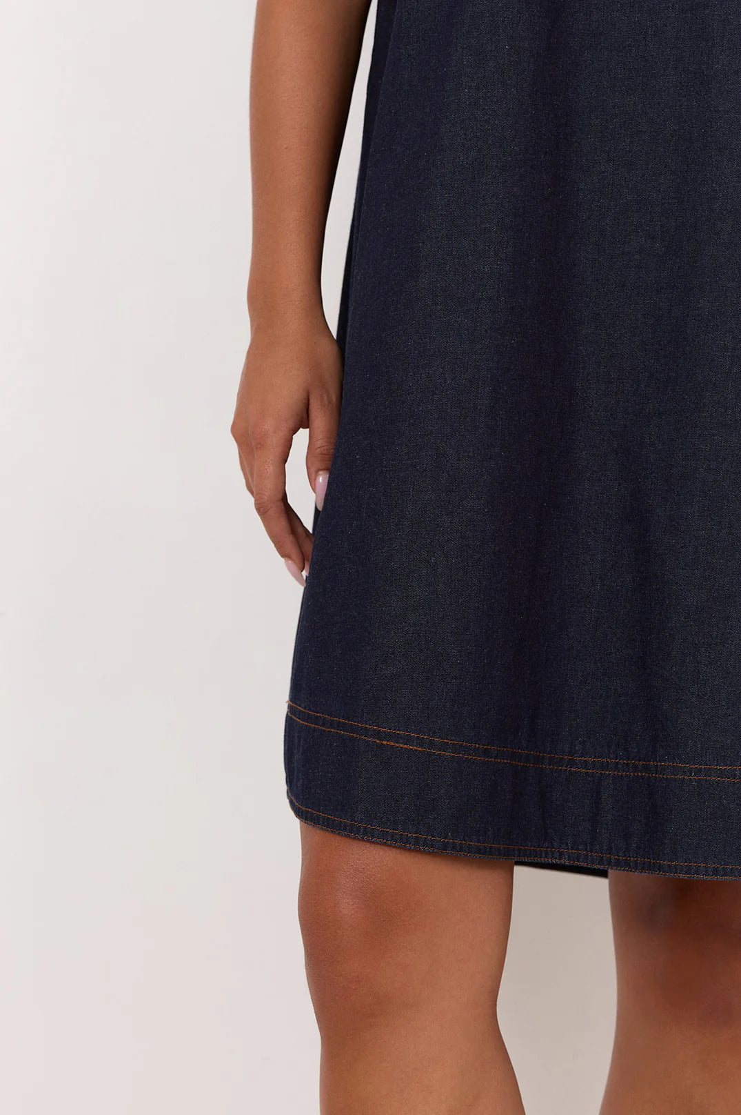 Cleo Lightweight Denim Short Dress Dark Denim Dresses Adorne