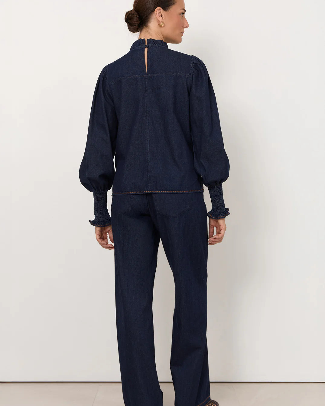 Olivia Lightweight Denim Top Dark Denim Tops Adorne