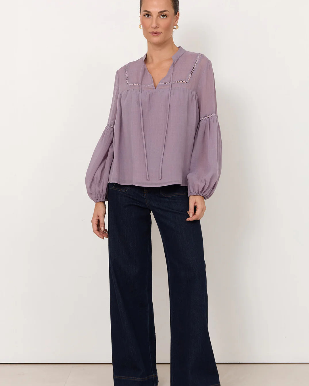 Rana Trim Detail Top Lilac Tops Adorne