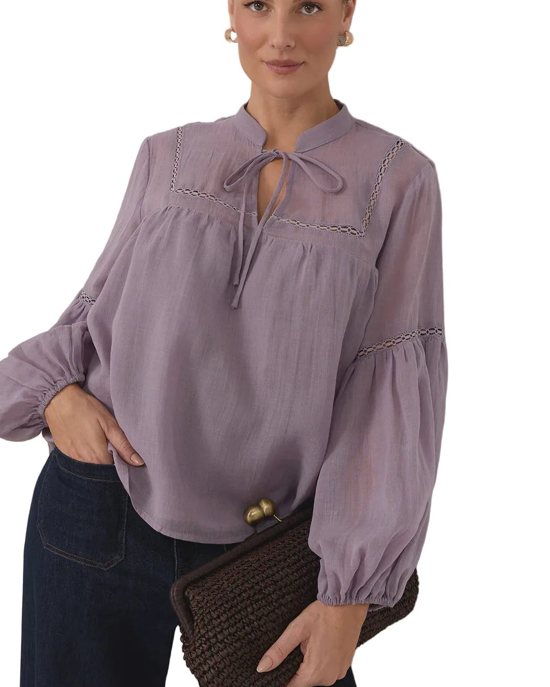 Rana Trim Detail Top Lilac Tops Adorne S(8)