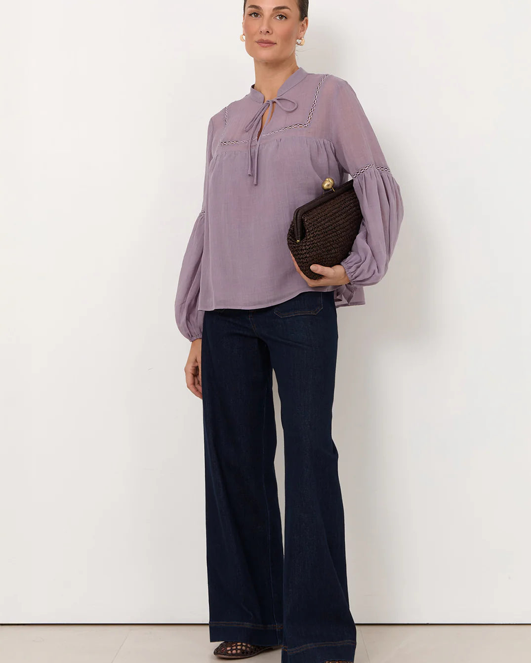 Rana Trim Detail Top Lilac Tops Adorne