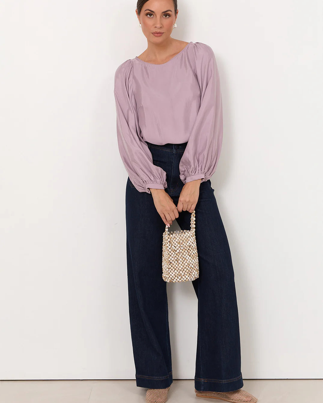 Ulla Boat Neck Cupro Top Lilac Tops Adorne