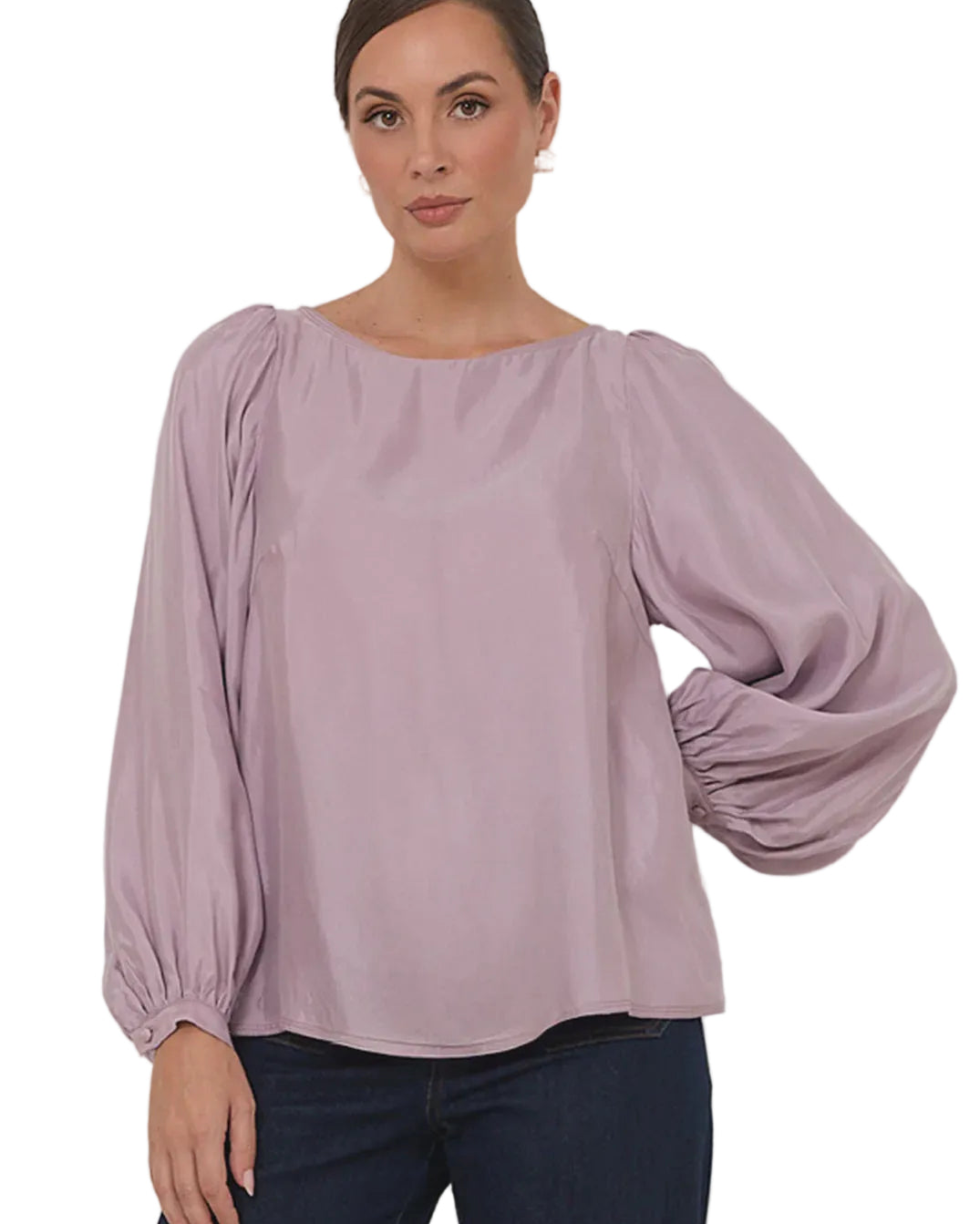 Ulla Boat Neck Cupro Top Lilac Tops Adorne S(8)