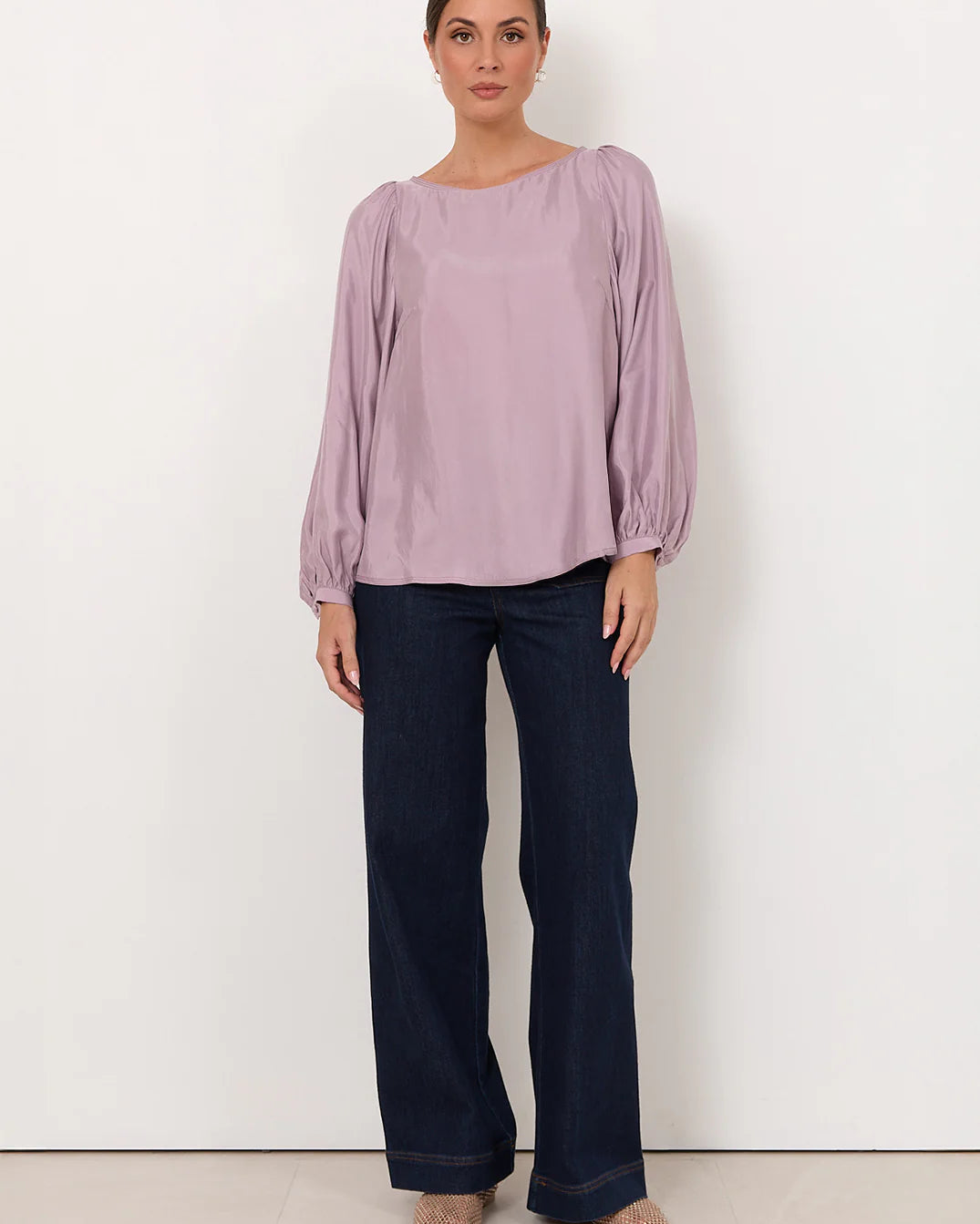Ulla Boat Neck Cupro Top Lilac Tops Adorne