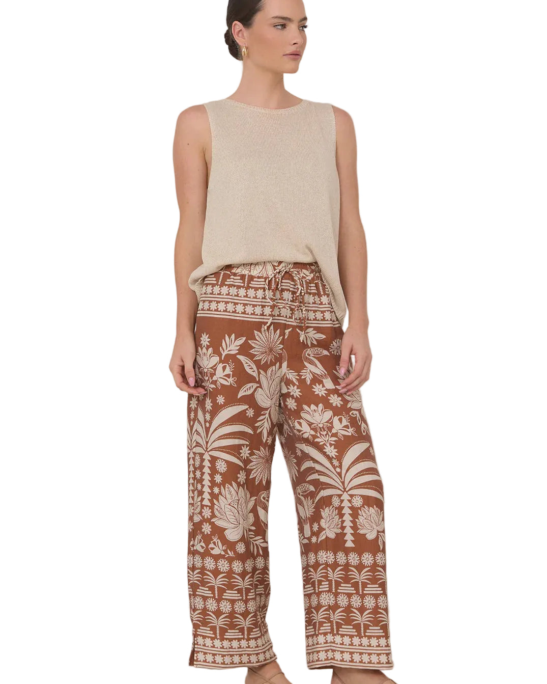 Edith Hawaii Print Crop Pant Print Bottoms Adorne S(8)