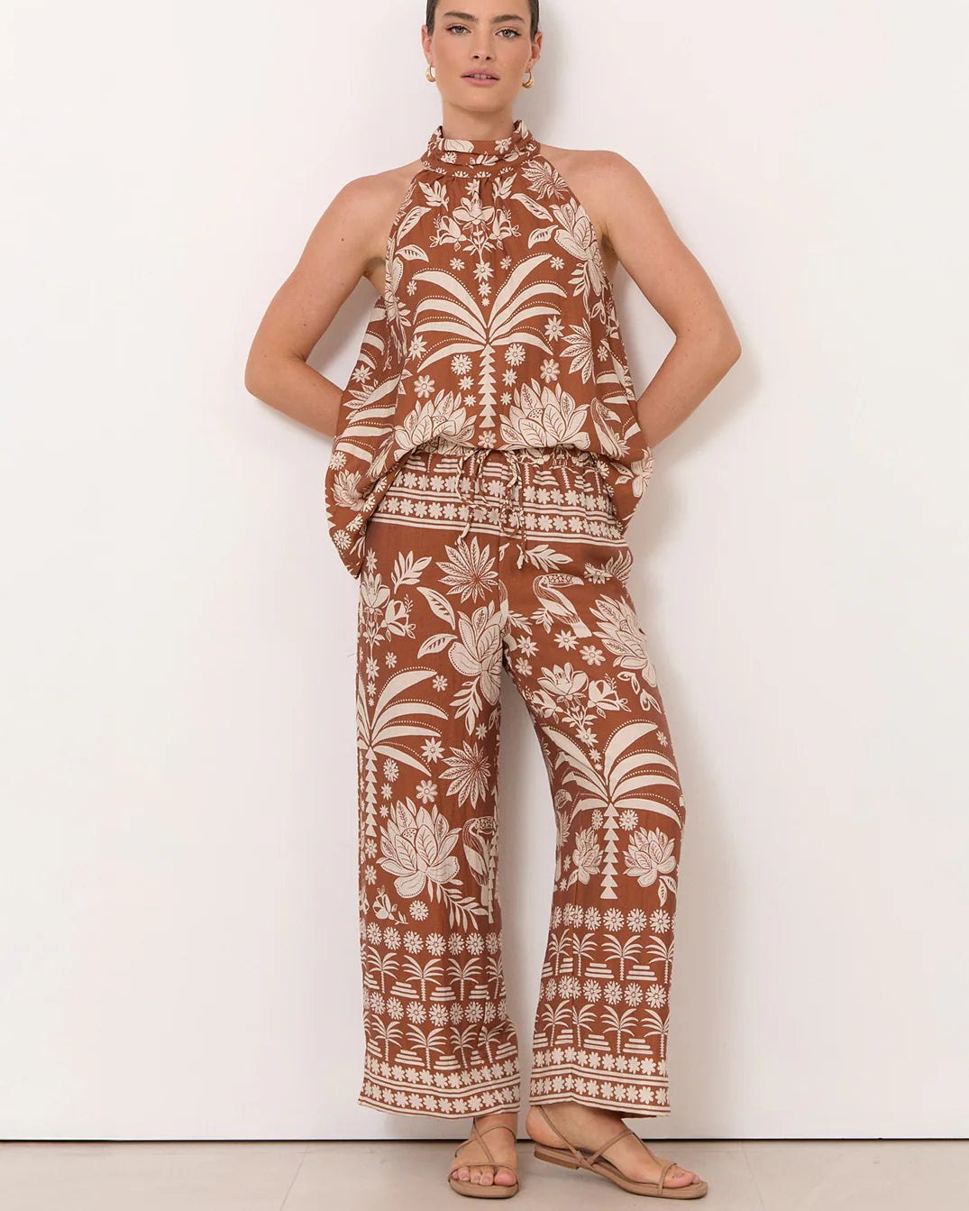 Kendra Hawaii Print High Neck Top Print Tops Adorne