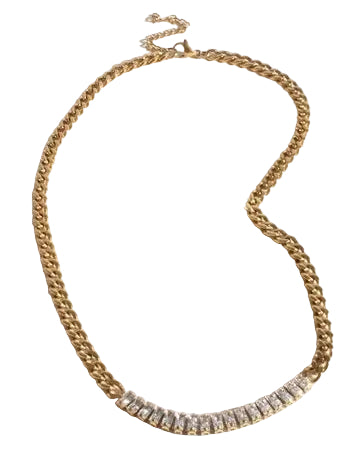 Cubic Zirconia Front Panel Necklace Crystal/Gold Necklaces Adorne