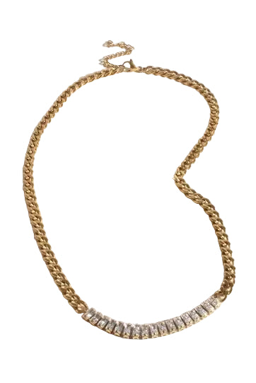 Cubic Zirconia Front Panel Necklace Crystal/Gold Necklaces Adorne