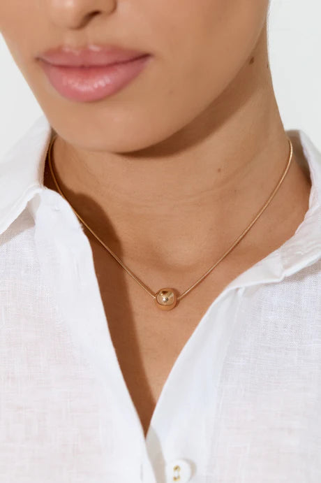 Metal Ball Snake Chain Necklace Silver - Global Free Style