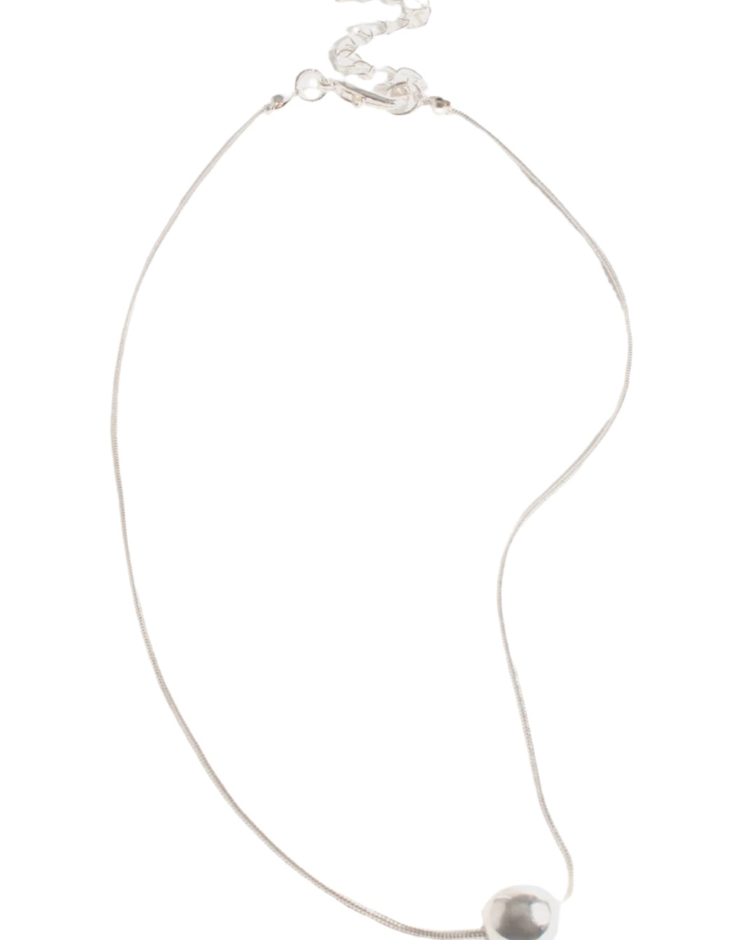 Metal Ball Snake Chain Necklace Silver - Global Free Style