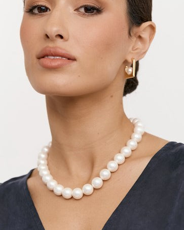 Chunky Faux Pearl Necklace Cream - Global Free Style