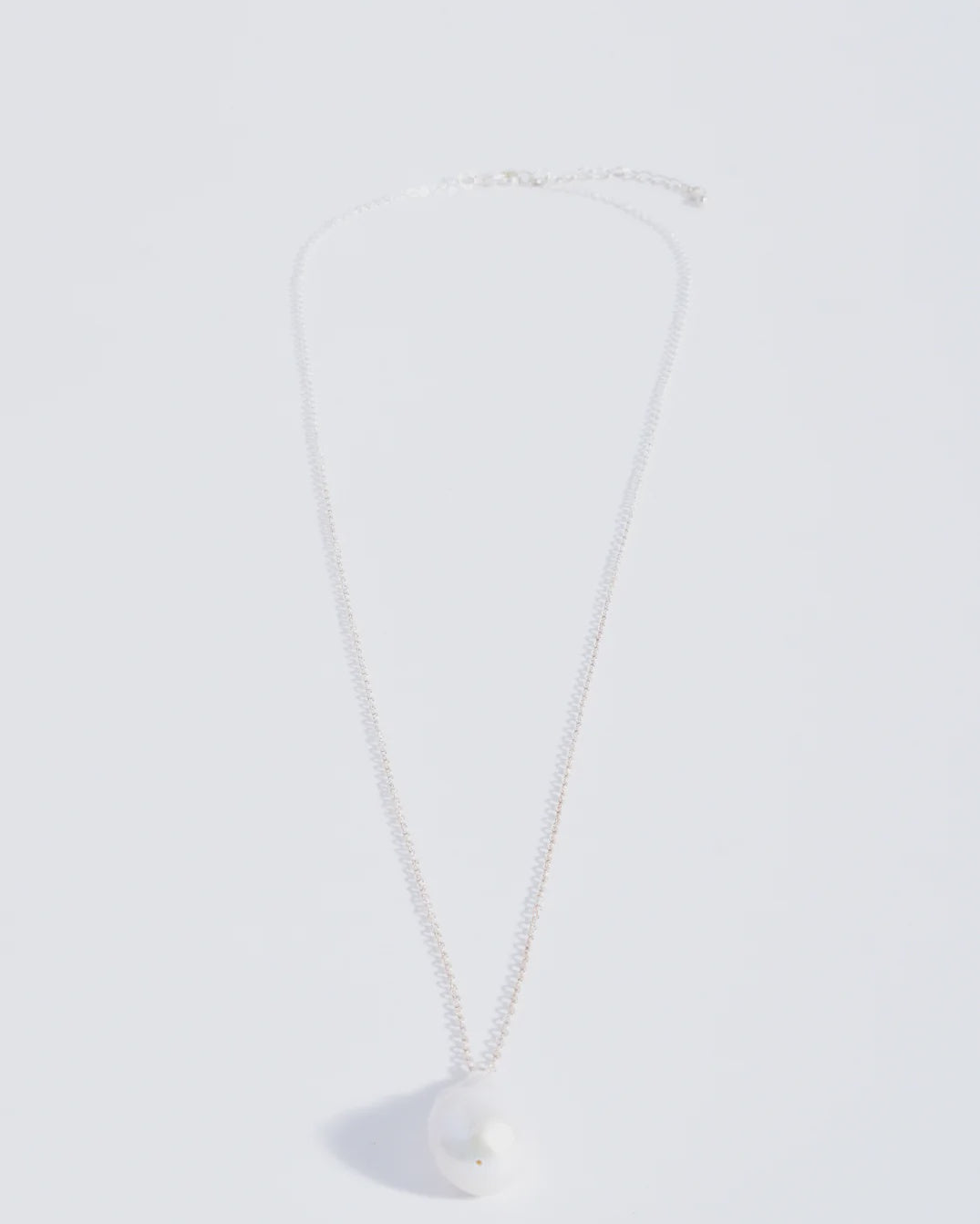 Fine Long Chain Baroque Necklace Cream Silver Necklaces Adorne