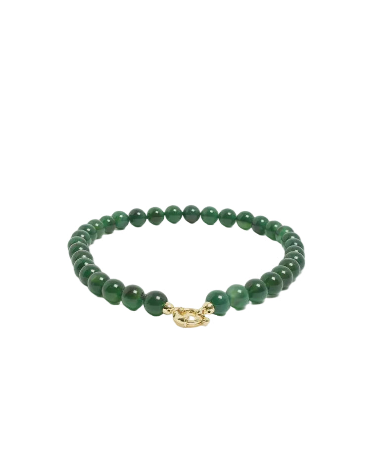 Stone Ball Bead Necklace Green/Gold Necklaces Adorne