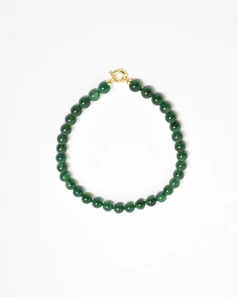 Stone Ball Bead Necklace Green/Gold Necklaces Adorne