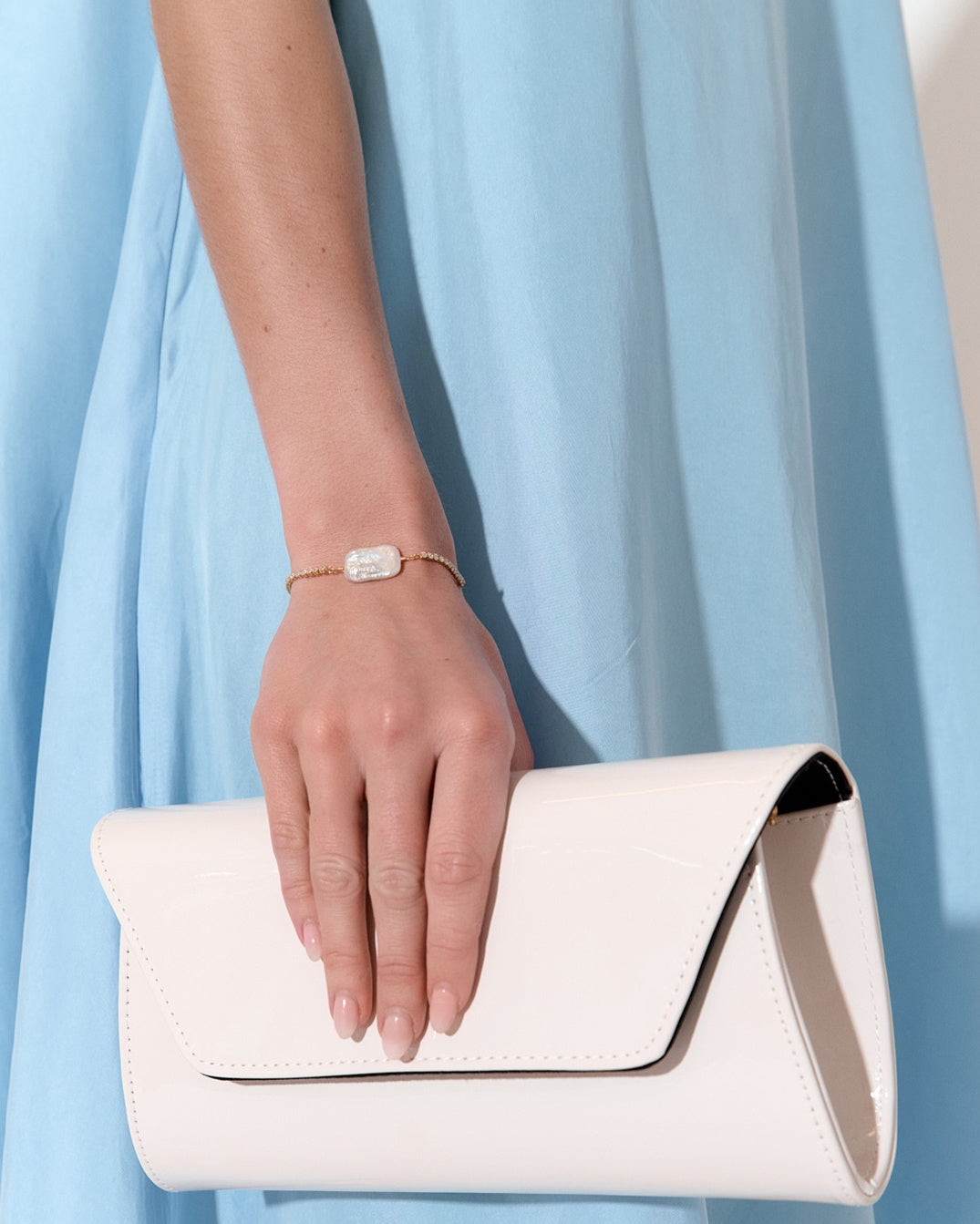 Suzie Gloss Fold Over Clutch Stone - Global Free Style