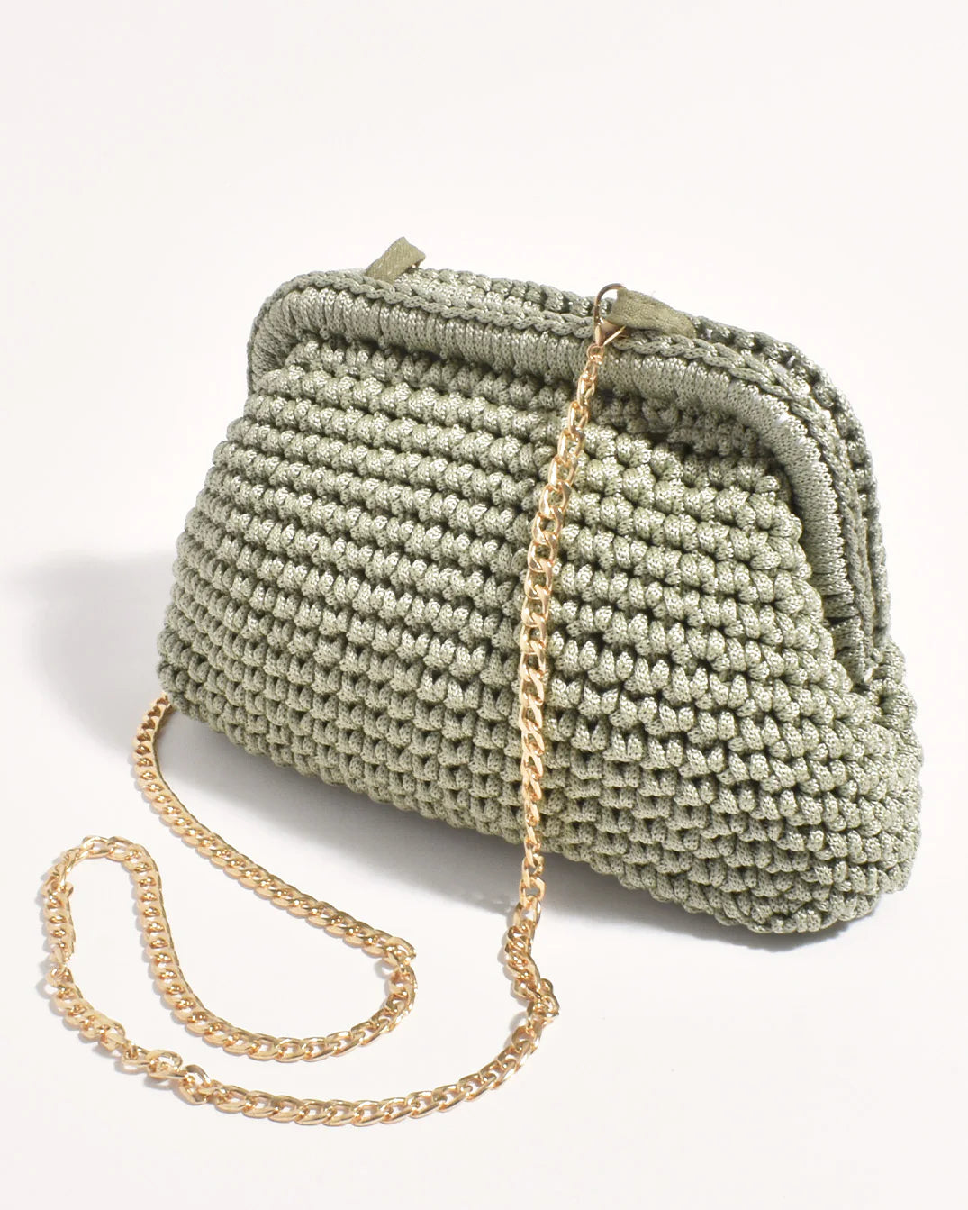 Regan Macrame Weave Clutch Khaki Bags and Purses Adorne