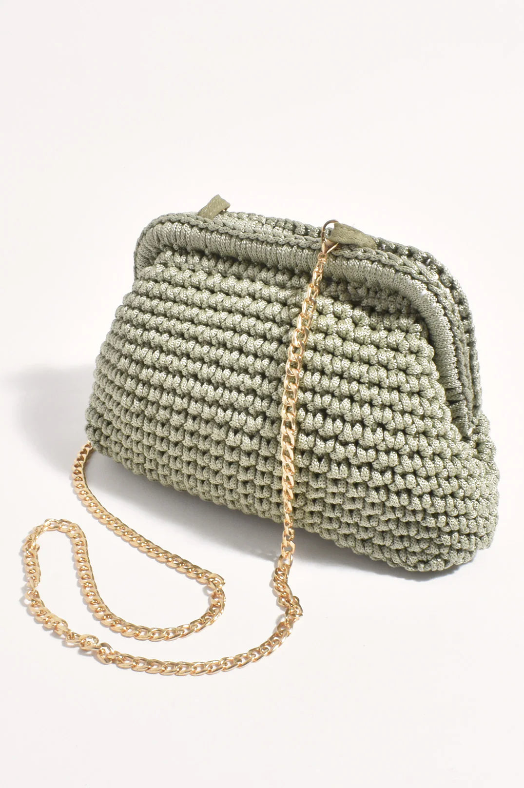Regan Macrame Weave Clutch Khaki Bags and Purses Adorne
