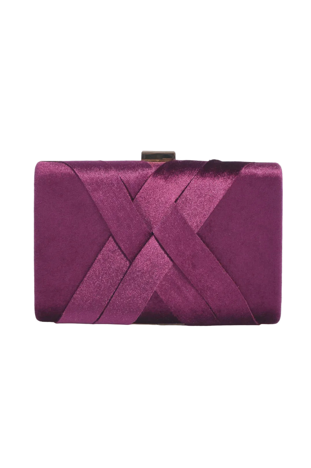 Marjorie Plait Velvet Structured Clutch Berry Bags and Purses Adorne