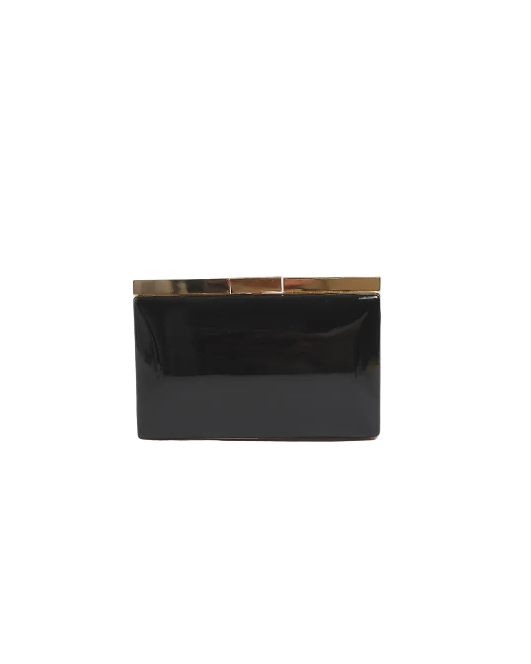 Simona Gloss Structured Clutch Black Bags and Purses Adorne