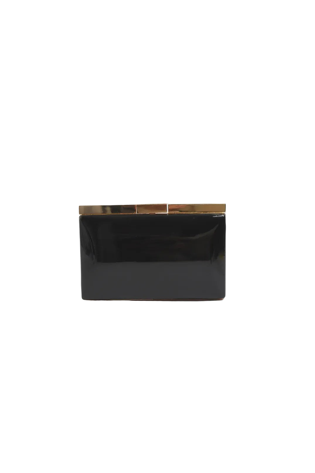 Simona Gloss Structured Clutch Black Bags and Purses Adorne
