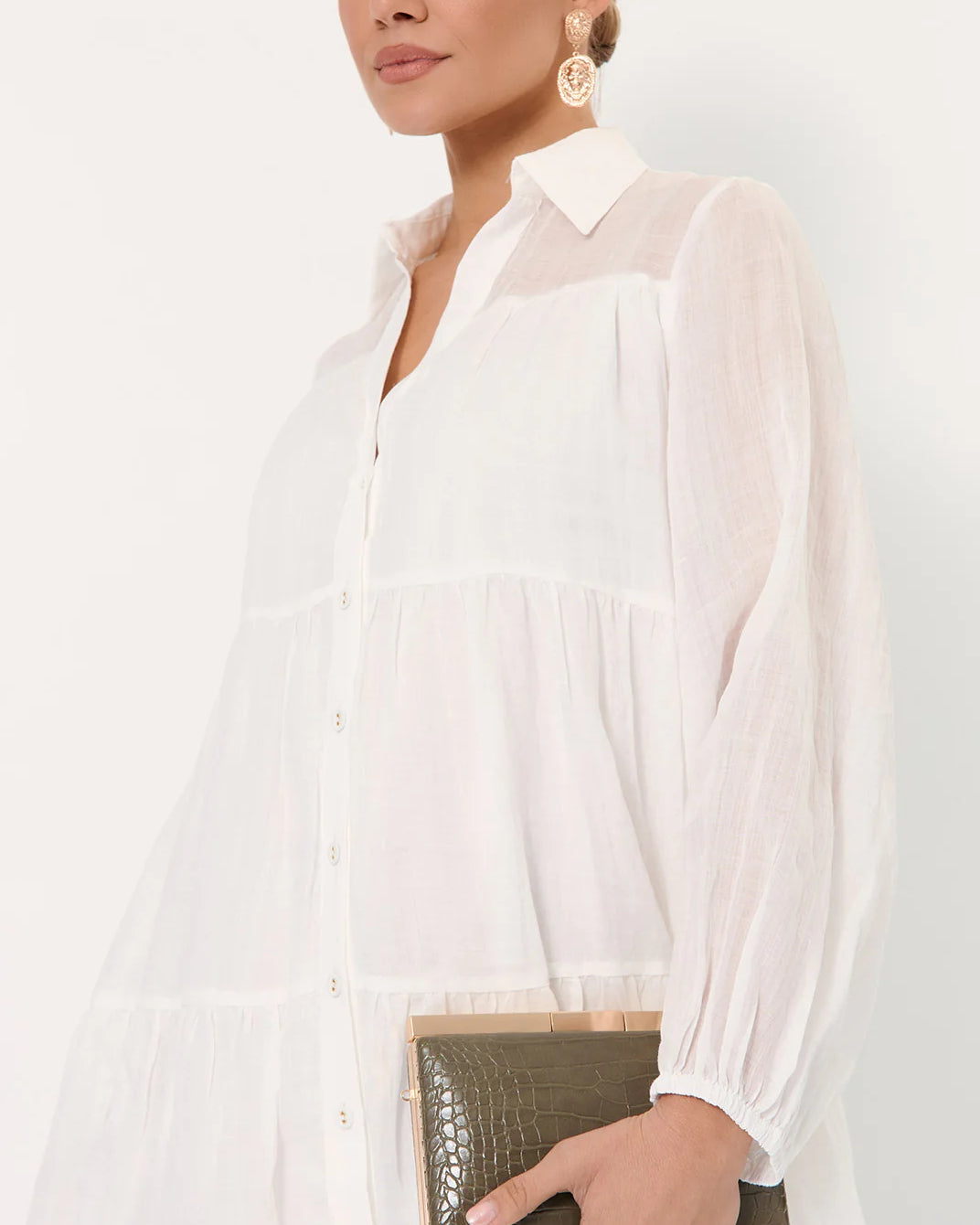 Savina Croc Structured Clutch Khaki - Global Free Style