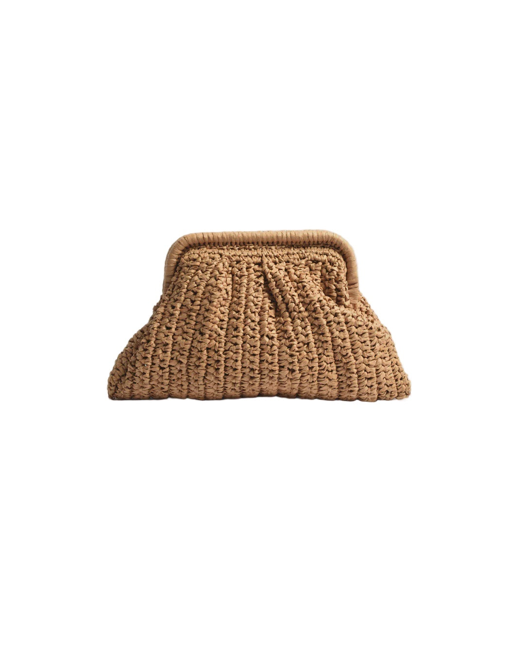Paper Weave Gathered Clutch Camel - Global Free Style
