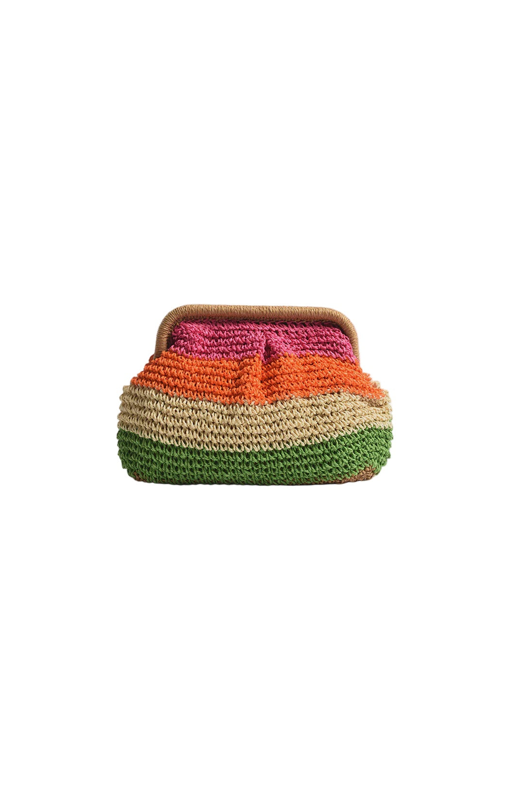 Multi Stripe Paper Weave Clutch Natural Multi Bags and Purses Adorne