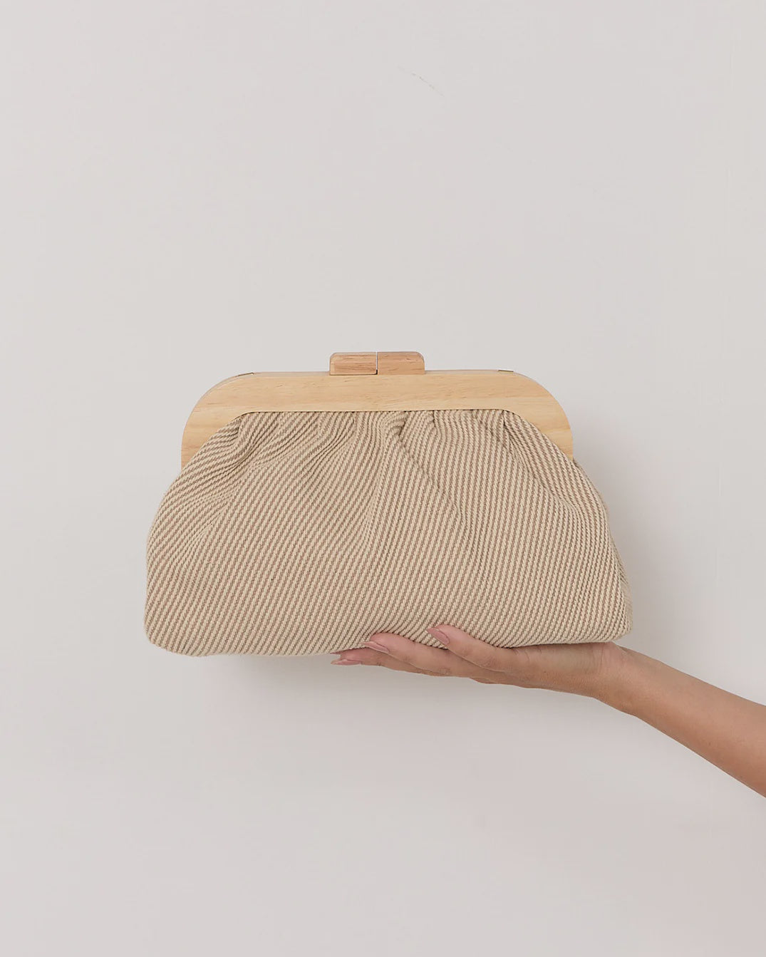 Canvas Weave Timber Frame Clutch Natural Bags and Purses Adorne