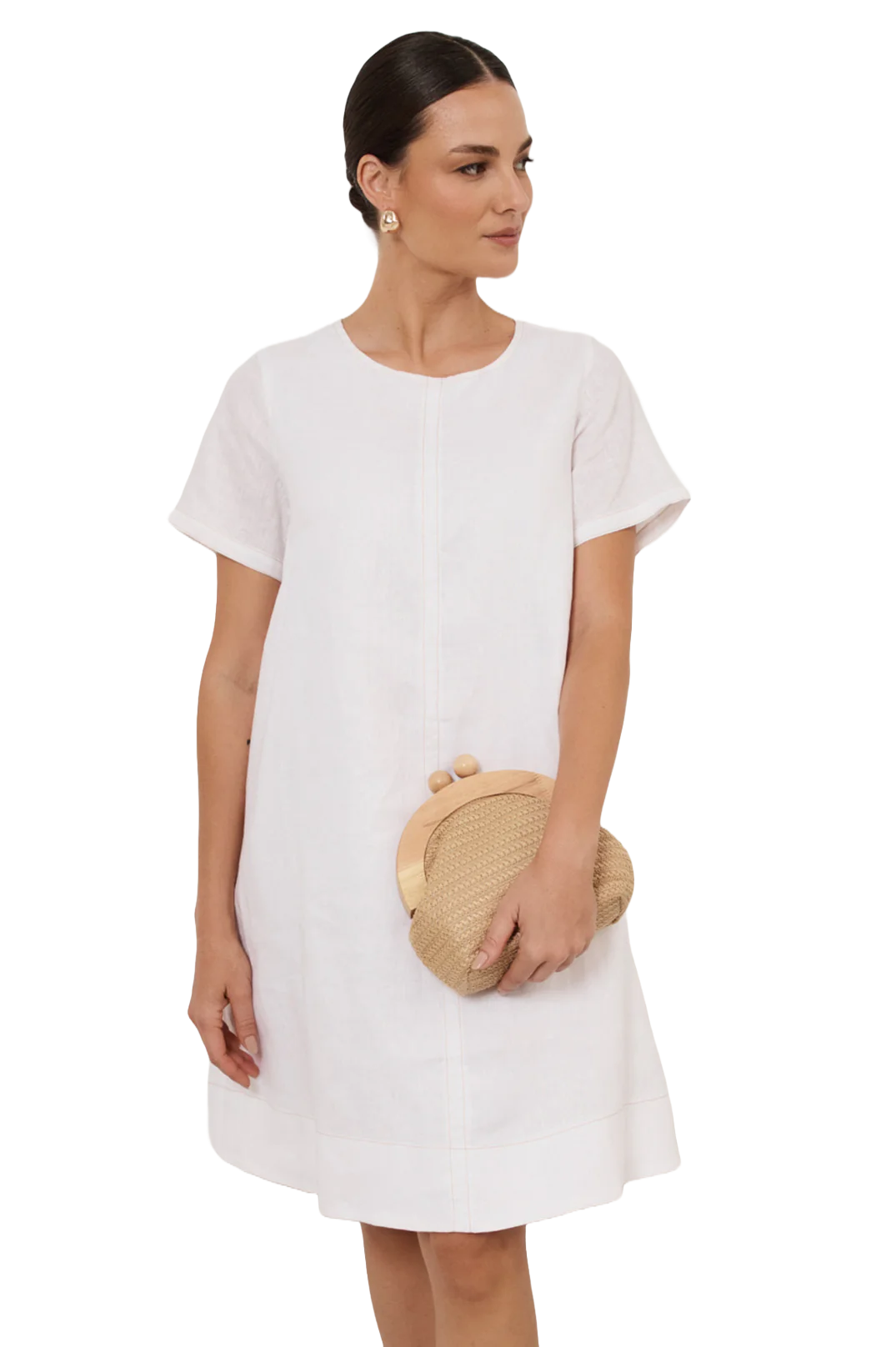 Light Weave Curved Timber Frame Clutch - Natural Bags and Purses Adorne