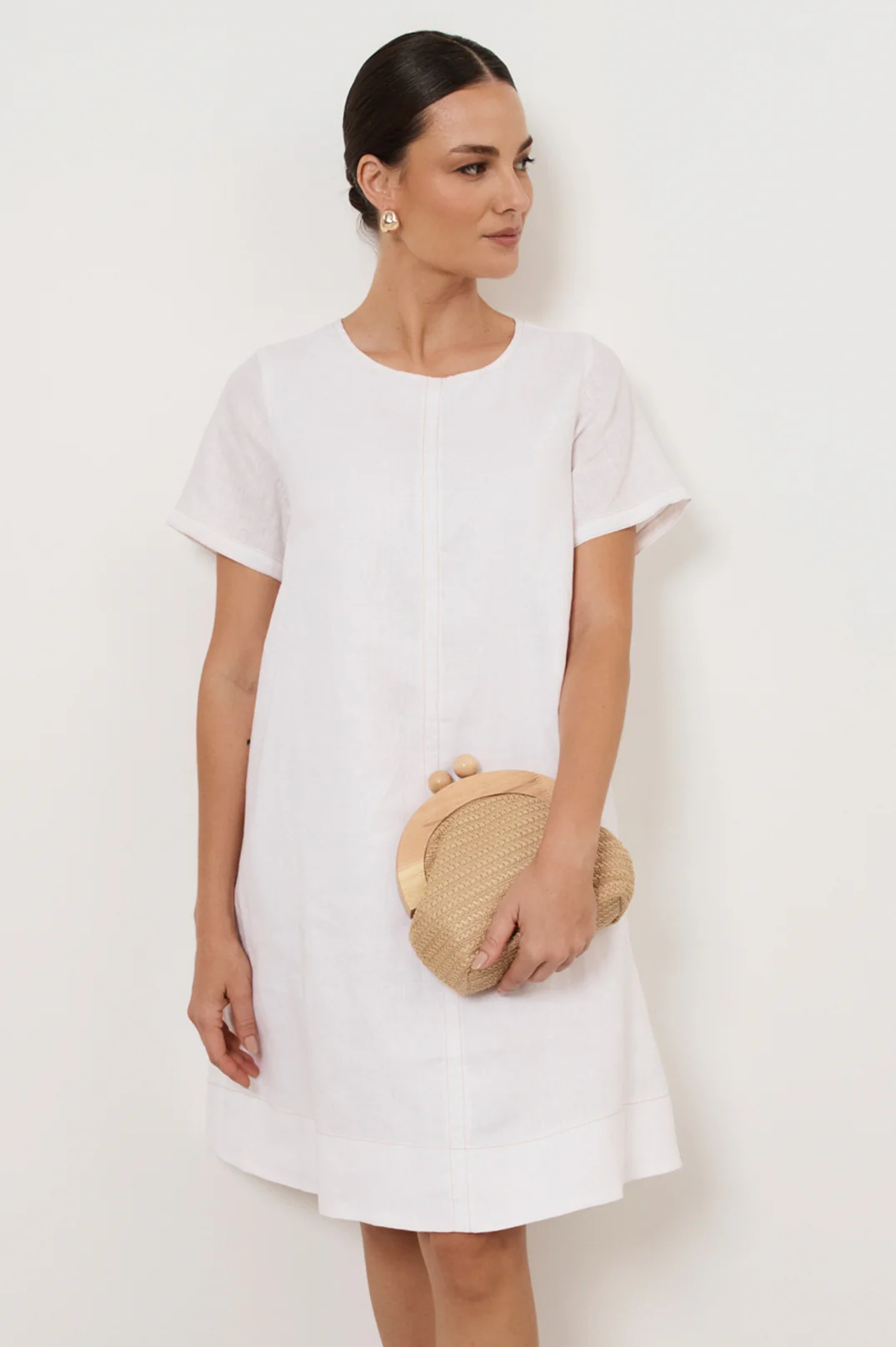 Light Weave Curved Timber Frame Clutch - Natural Bags and Purses Adorne