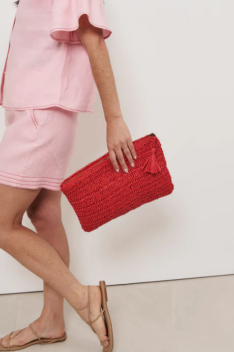 Paper Weave Large Pouch Red Bags and Purses Adorne