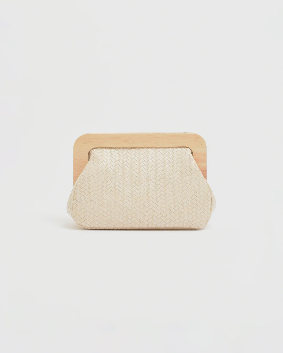 Kimmi Timber Frame Weave Clutch Nude Bags and Purses Adorne