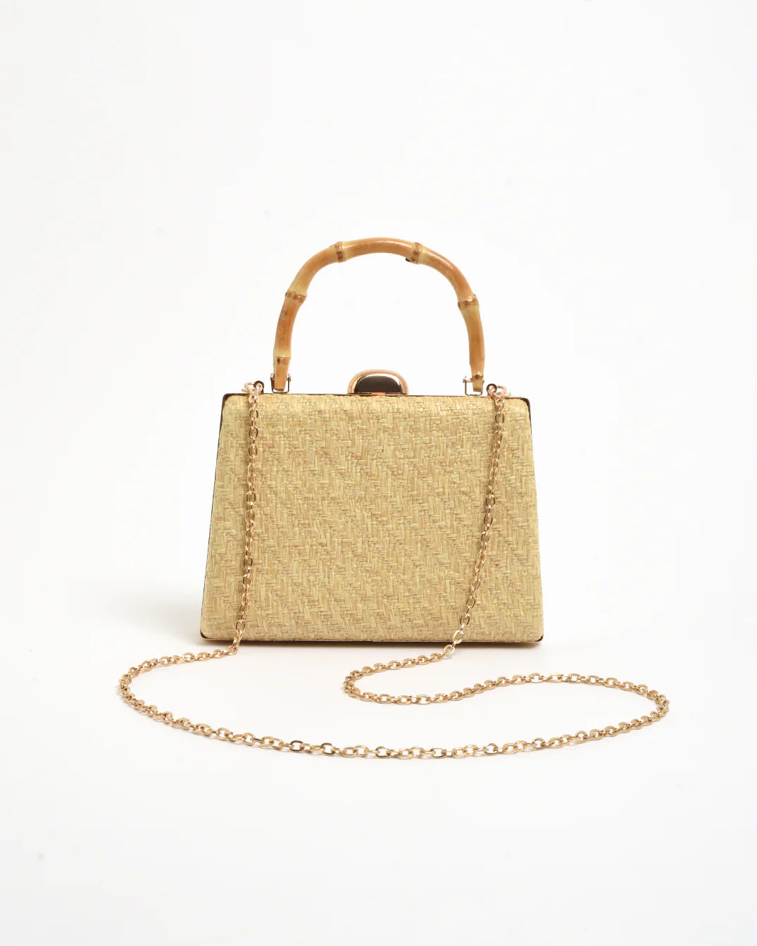 Bamboo Handle Weave Small Bag Natural Bags and Purses Adorne
