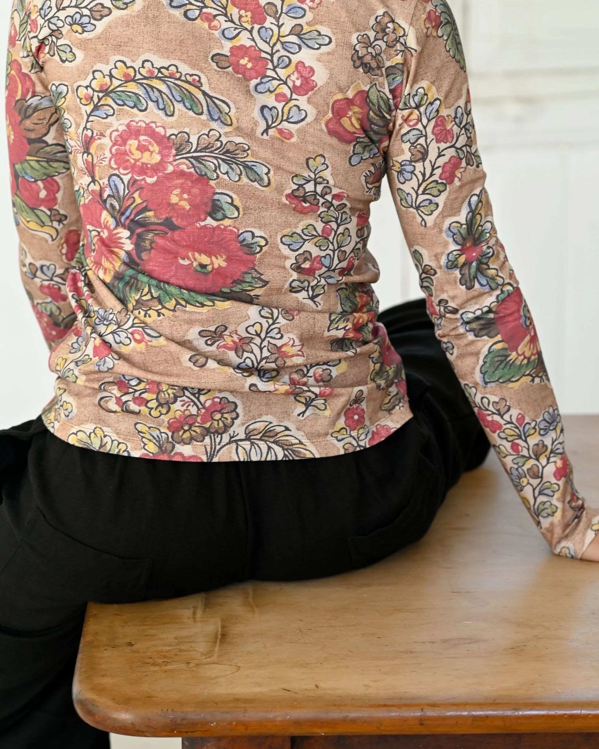 Ally Tee Tan Floral Tops Lazybones