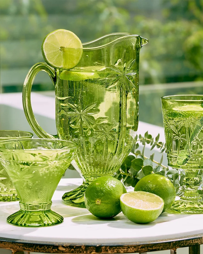 Goblet Glass Set Palm Tree Green Gifts and Accessories Annabel Trends