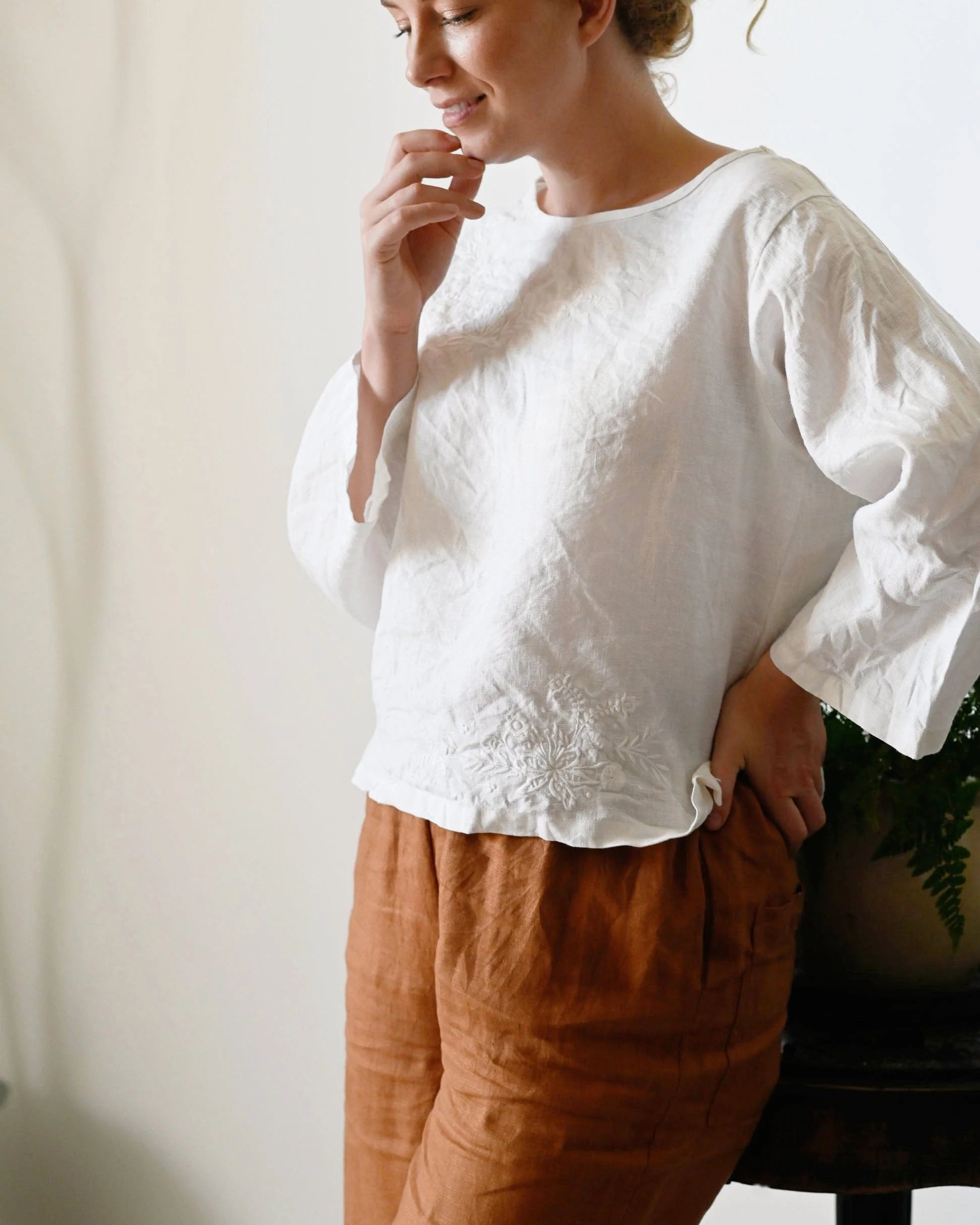 Tessa Pant Tan Linen Bottoms Lazybones