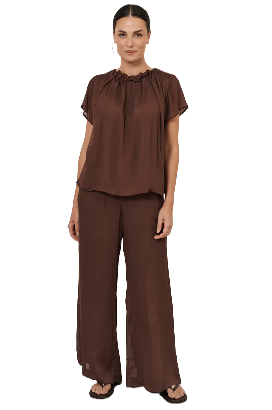 Asani Wide Leg Pant (Chocolate) Bottoms Adorne