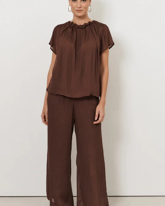 Asani Wide Leg Pant (Chocolate) Bottoms Adorne
