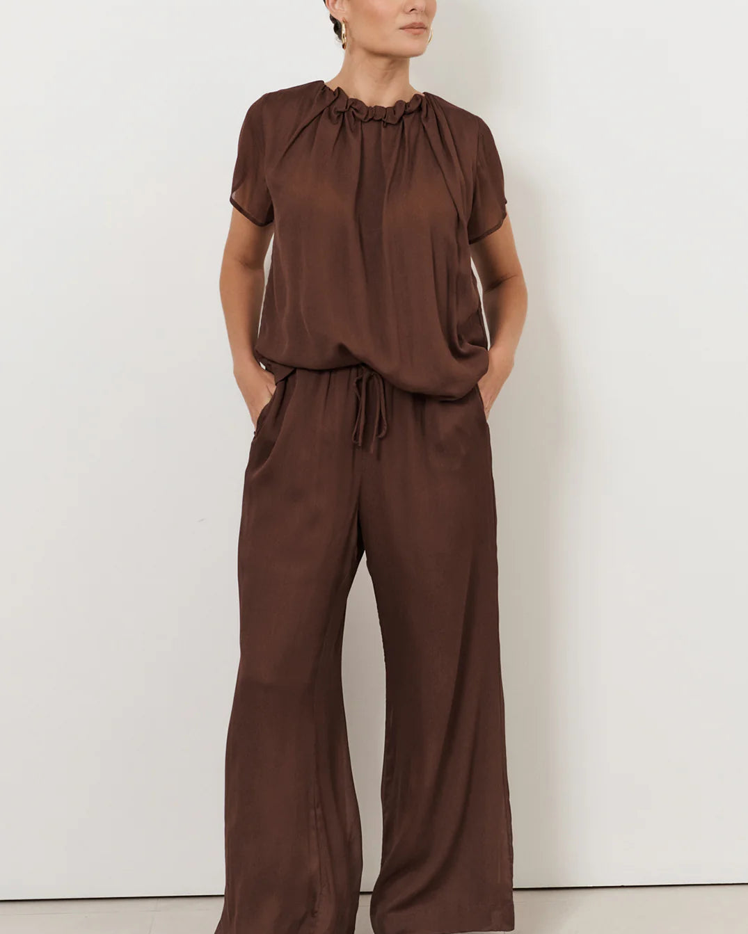 Asani Wide Leg Pant (Chocolate) Bottoms Adorne S(8)