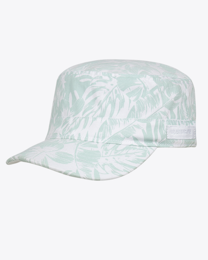 Womens Mao Cap Marley Topical White Hats & Millinery Kooringal