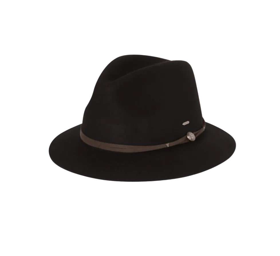 Ladies Mid Brim Matilda Hat Black Hats & Millinery Kooringal M(58cm)