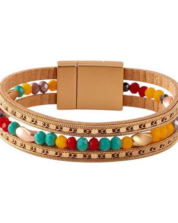 Multi Strand Beaded Magnetic Bracelet Gold Bracelets and Bangles Sun Accessories