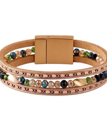 Multi Strand Beaded Magnetic Bracelet Rose Gold Bracelets and Bangles Sun Accessories
