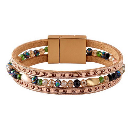 Multi Strand Beaded Magnetic Bracelet Rose Gold Bracelets and Bangles Sun Accessories
